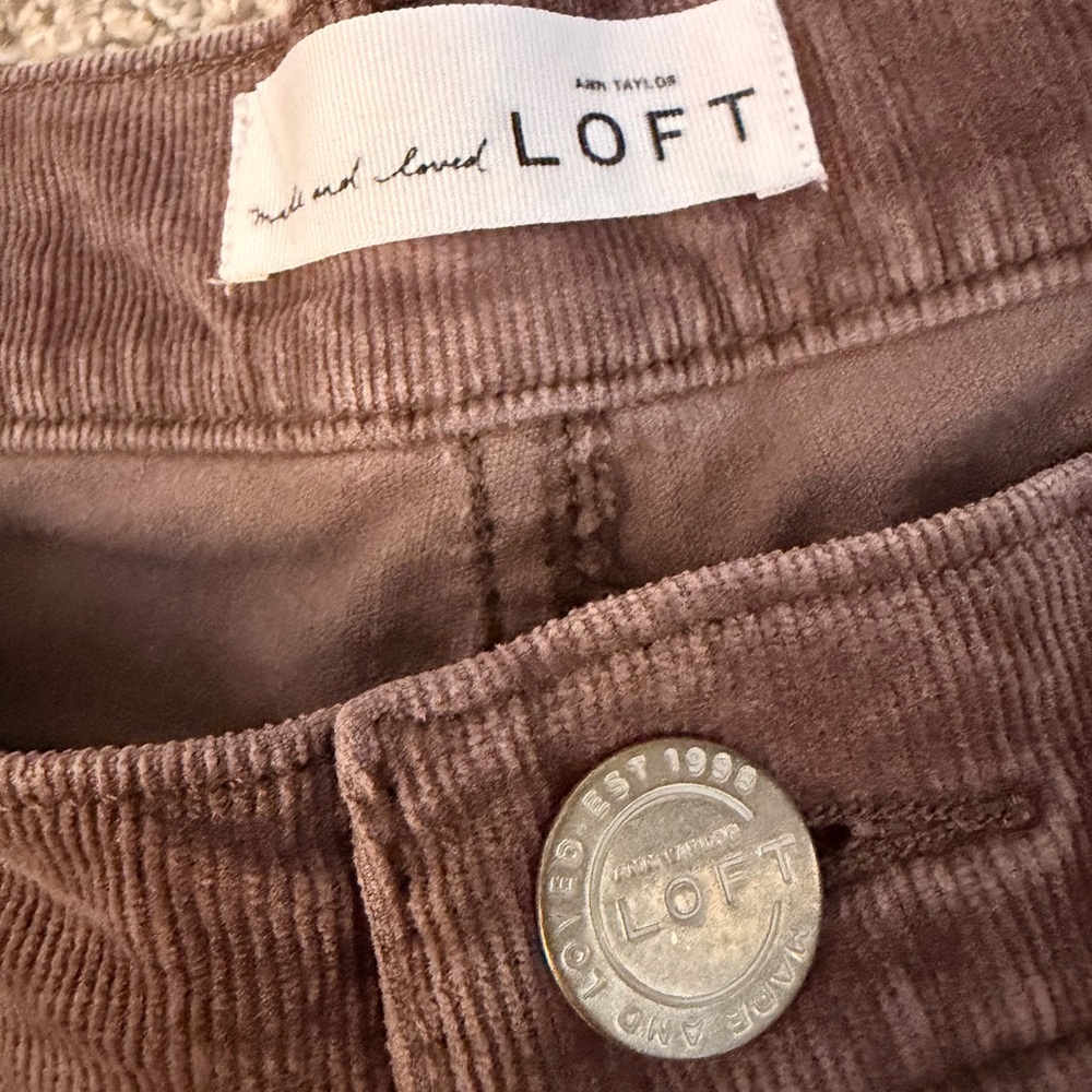 LOFT Taupe Corduroy Trousers - Picture 4 of 5